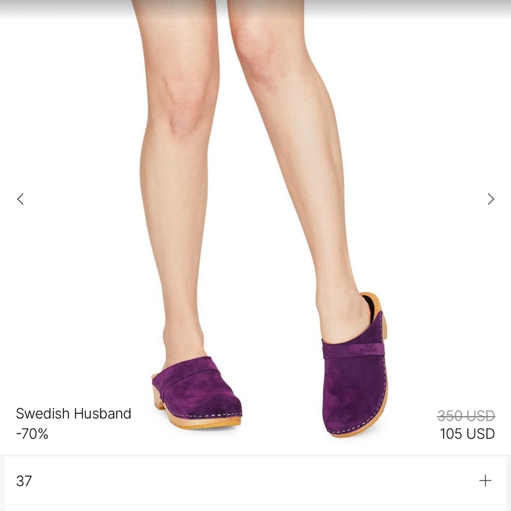 Swedish Hasbeens Purple Mules Comfortable Slip-On Clogs